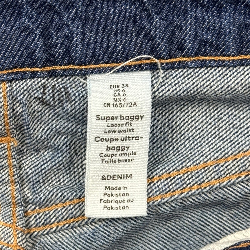 H&M Super Baggy Loose Fit Jeans Women 6 Blue Medium Wash Denim Wide Leg - Picture 7 of 13